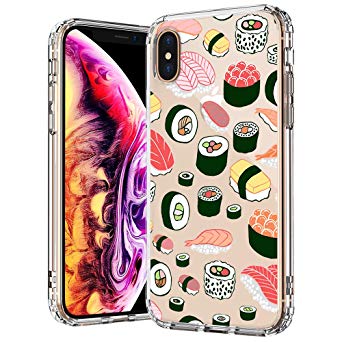 MOSNOVO Fashion iPhone Xs MAX Case, Cute Sushi Pattern Printed Clear Design Transparent Plastic Back Case with TPU Bumper Protective Case Cover for iPhone Xs MAX