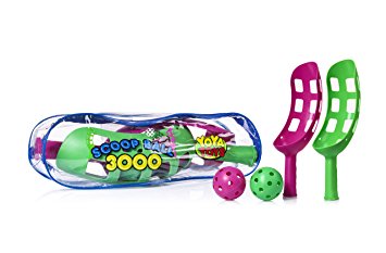 Scoop Ball Game By YoYa Toys Scoop Toss Set | Scoop Ball Toy For Kids & Adults | Jai Alai Thrower With 2 Balls | PVC Carry Bag | Toss & Catch Outdoor Game Set | Refund Guaranty