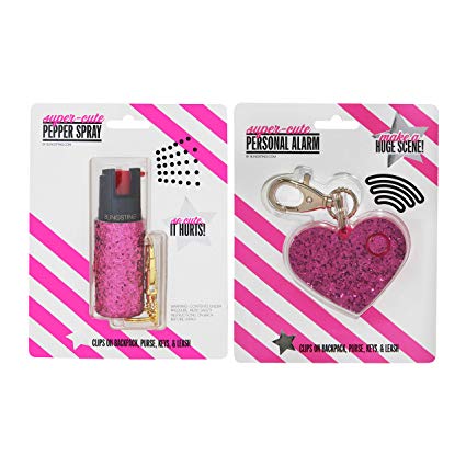 Super Cute Self Defense Set, 115 Db Personal Safety Alarm and Police Strength Pepper Spray with UV Marking Dye Bundle