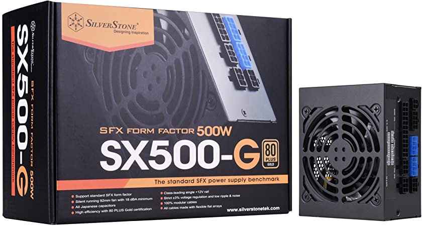 SilverStone Technology SST-SX500-G 500W SFX Fully Modular 80 Plus Gold PSU with Improved 92mm Fan and Japanese Capacitors SX500-G