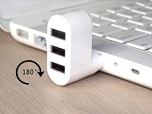 Sudroid 3 Ports USB 2.0 Mini Rotating External Splitter Adapter Hub Expansion High Speed USB 2.0 Multi USB Hub Splitter Switch Lead Adapter Cable For PS3, Xbox, Wii, PC, MAC, Laptop, NoteBook, Mac Book, NetBook, Tablet, Tab, Supports Windows Vista/7/Mac