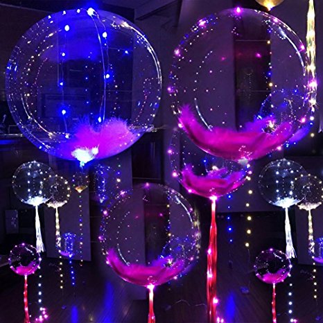MKT 18 inch LED Light Balloons Flashing Colourful 3M String great for Parties Celebrations Decorations (Pack 5)