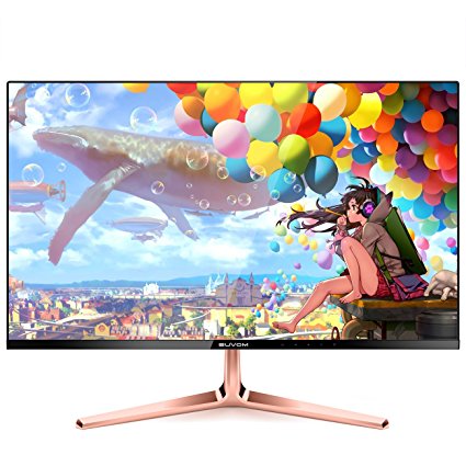 SUVOM 23.6 Inch LED Widescreen Frameless Monitor Full HD (Super Slim Display 1920x1080 5ms DVI VGA) (Rose-gold Stand)