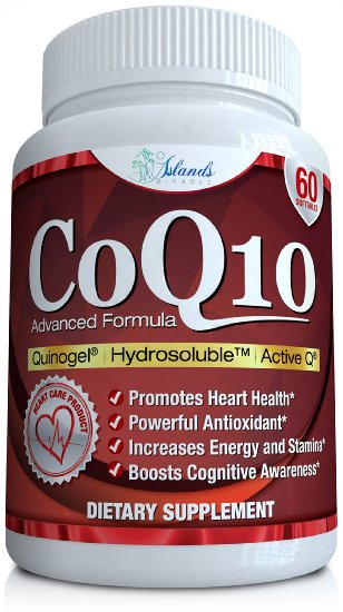 CoQ10 Ubiquinol High Absorption the FIRST HYDROSOLUBLE Water Soluble Coenzyme Q10 Best Cardiovascular and Heart Health Antioxidant Support Supplement Plus Increased Energy 100mg