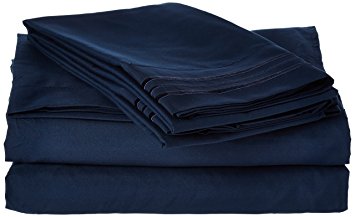 Sweet Home Collection Supreme 1800 Series 4pc Bed Sheet Set Egyptian Quality Deep Pocket - Queen, Navy