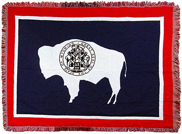 The Northwest Company's Wyoming State Flag Woven Jacquard Throw Blanket, 46" x 60", Multi Color