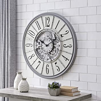 FirsTime & Co.® Gray Montevello Farmhouse Gears Clock, American Designed, Gray, 36 x 2 x 36 inches