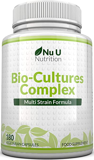 Bio-Cultures 180 Capsules (6 Month Supply) | Vegetarian Multi Strain | High Strength Cultures Includes Lactobacillus Acidophilus & Bifidobacterium | Capsules not Tablets by Nu U Nutrition