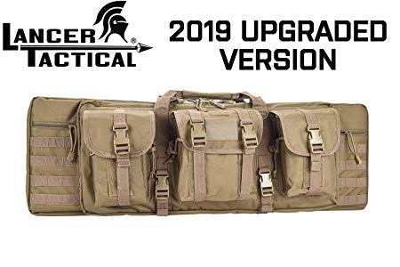 Lancer Tactical Rifle Case Solid Fabric Reinforced Stitch Thickened Foam Double Long Rifle Bag Tactical Gun Case Perfect for Hunting and Shooting