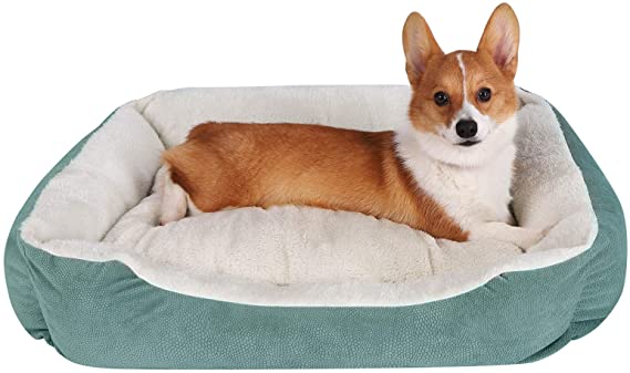 JEMA Rectangle Dog Bed - Lounger for Medium-Large Dogs with Non Slip Waterproof Bottom, Medium Cuddler Pet Bed with Removable Pillow