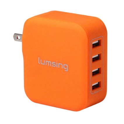 Lumsing 35W 7A 4-Port USB Wall Charger with Folding Plug Portable Travel Charger For iPhone 6 Plus iPad Samsung Galaxy S6 EdgeOrange