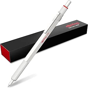 Rotring 600 Metallic Ballpoint Pen Medium Point Black Ink Pearl White Barrel Refillable 1 Count