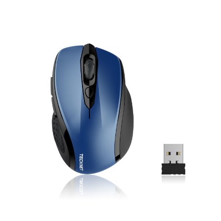 TeckNet Pro 24G Wireless Mouse 2400 DPI 3 Adjustment Levels 24 Month Battery Life 6 ButtonsNano Receiver