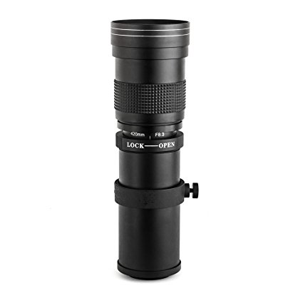 Opteka 420-800mm f/8.3 HD Telephoto Zoom Lens for Sony E-Mount a9, a7r, a7s, a7, a6500, a6300, a6000, a5100, a5000, a3000, NEX-7, NEX-6, NEX-5T, NEX-5N, NEX-5R and NEX-3N Digital Mirrorless Cameras