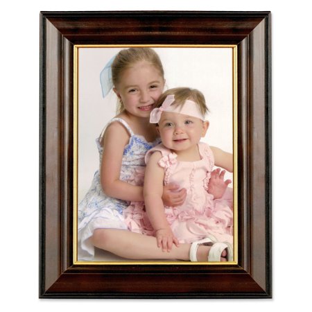 Lawrence Frames Walnut and Black Wood 8 by 10 Picture Frame, Gold Line