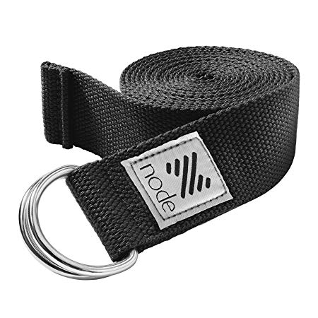 Node Fitness 8' Premium Woven Cotton Blend Yoga Strap with D-Ring Buckle for Stretching