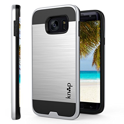 Galaxy S7 Edge Case Silver, Beautifully Protected By Knooop - Stylish Advanced Protection Cell Phone Covers - Improved Shock Absorption - Ultra Slim, Free Gift Included