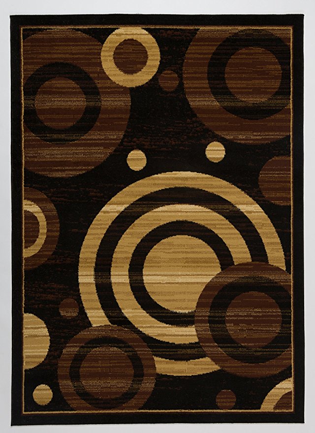Antep Rugs Kashan King Collection Geometric Area Rug GALAXY-Black and Beige 8' X 10'