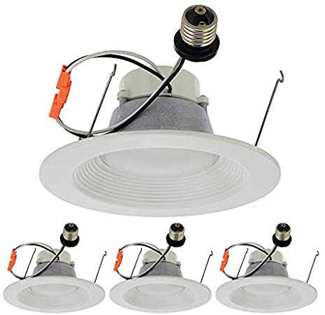 LEDwholesalers 6-Inch (5"-Compatible) Recessed Dimmable 16W LED Downlight with White Trim 90-CRI, UL & Energy Star (4-Pack), Warm White 3000K, 2215WW-30Kx4