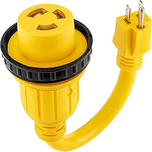 Kohree 30 Amp to 15 Amp 110 RV Adapter Plug, 15A Male to 30A Female RV Power Adapter, NEMA 5-15P to L5-30R Twist Lock RV Dogbone Electrical Adapter Cord 12"