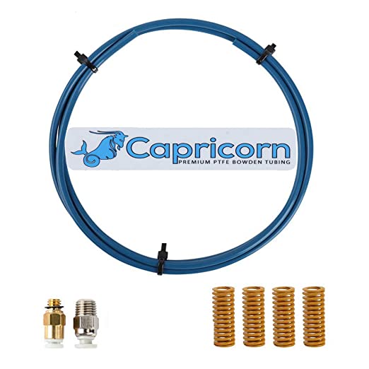 Creality Capricorn Bowden Tubing XS Series with Upgraded PC4-M6 and PC4-M10 Pneumatic Fittings, PTFE Teflon Bowden Tube 1.2M for 1.75MM Filament with Ender 3 Upgrade Springs