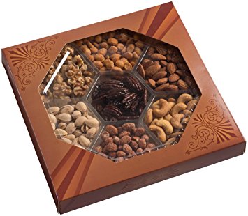 Holiday Freshly Roasted Gourmet Food Nuts Gift Basket, 7 Different Nuts
