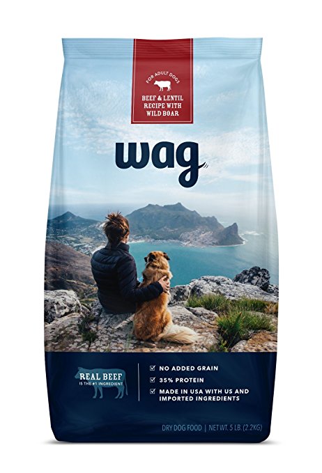 Wag Dry Dog Food, No Added Grain, Beef & Lentil Recipe with Wild Boar
