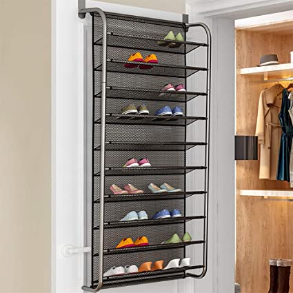 36 Pair Over Door Hanging Shoe Rack 10 Tier Shoes Organizer Wall Mounted Shoe Hanging Shelf, Over The Door Organizer-Space Saving Hanging Storage Shelves for Kitchen, Pantry, Closet