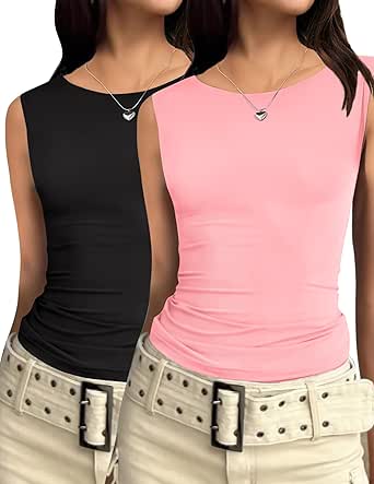 Zeagoo Women's Going Out Tops Slim Fit Sleeveless Crop Tank Tops Crew Neck Sexy Basic Tee 2024 Y2k Fashion Outfits