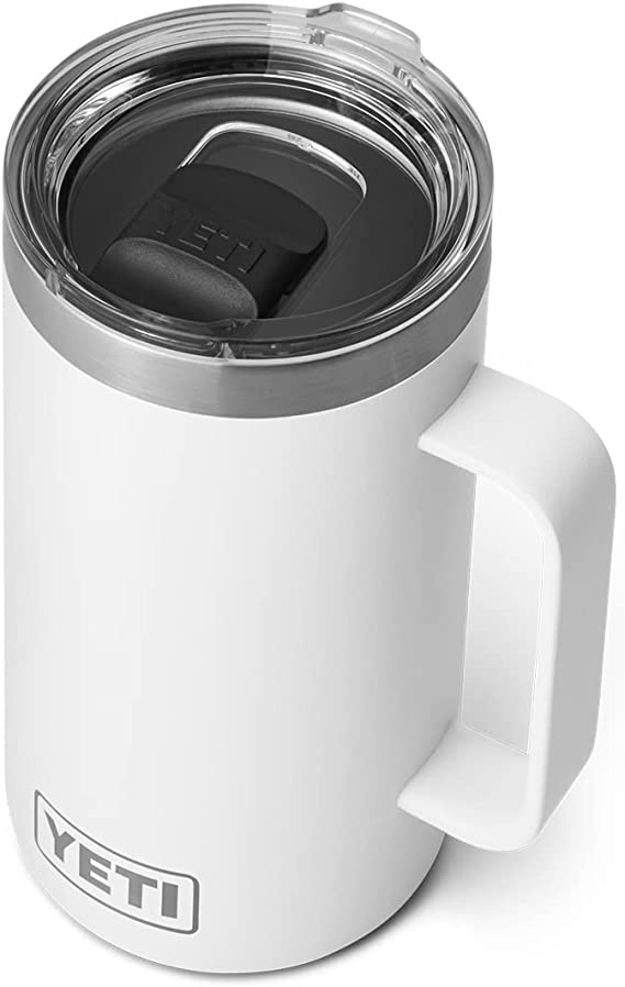 YETI Rambler 24 oz Mug, Vacuum Insulated, Stainless Steel with MagSlider Lid, White