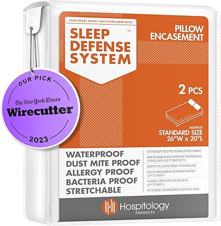 Hospitology Sleep Defense System Bed Bug and Waterproof Pillow Encasement Cover, SET OF 2