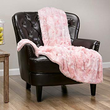 Chanasya Fuzzy Faux Fur Throw Blanket - Light Weight Blanket for Bed Couch and Living Room Suitable for Fall Winter and Spring (50x65 Inches) Light Pink