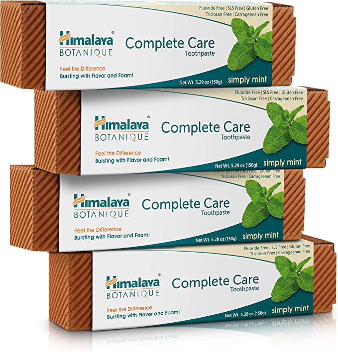 Himalaya Botanique Complete Care Toothpaste, Simply Mint, Plaque Reducer for Brighter Teeth and Fresh Breath, 5.29 oz, 4 Pack