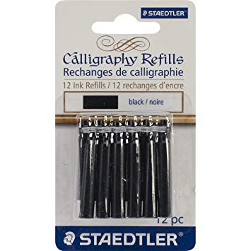 Staedtler Caligraphy Pen Refill Cartridges 12, Black (899R9BK12)