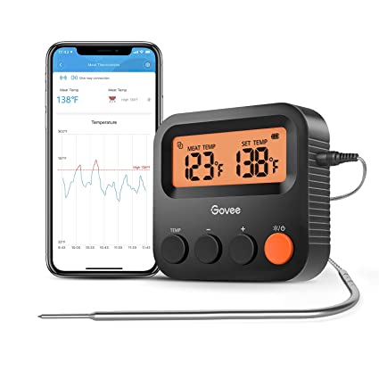 Govee Bluetooth Meat Thermometer, 230ft Range Wireless Grill Thermometer Remote Monitor with Temperature Probe Digital Grilling Thermometer with Smart Alerts for Smoker ,Cooking,BBQ,Kitchen,Oven