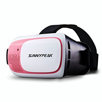 SUNNYPEAK Focal and Pupil Distance Adjustability Plastic Google Cardboard Virtual Reality Headset Video Movie Game Glasses for iPhone Samsung Moto LG Nexus HTC Smartphone with QR Code,White/Red