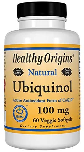 Healthy Origins - Natural Ubiquinol, 100mg x 60 Vegetarian Softgels | Advanced CoQ10 | Active Antioxidant | Gluten-Free | Soy-Free | Dairy-Free