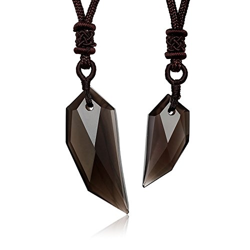 AmorWing Natural Ice Obsidian Spike Amulet Pendant Necklace His and Hers Couple Jewelry