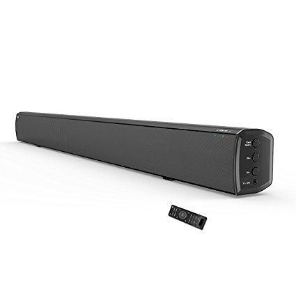 (Upgarde Version) LONPOO 609B 80cm Slim TV Soundbar Bluetooth Subwoofer 20W*2 Super BASS with Remote Control (Black)