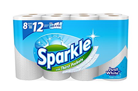 Sparkle Paper Towels, 8 Giant Rolls, Pick-A-Size, White
