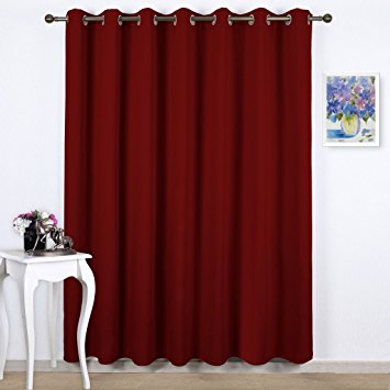 Nicetown Home & Window Decoration Grommet Thermal Insulated Solid Blackout Wide Width Curtains / Drapes for Bedroom (1 Panel,W100 L84,Burgundy Red)