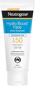 Neutrogena Hydro Boost Face Lotion Sunscreen SPF 50 85ml|Provides broad-spectrum UVA/UVB protection against skin aging UVA & burning UVB|With Hyaluronic Acid to add back hydration|2hr water resistant