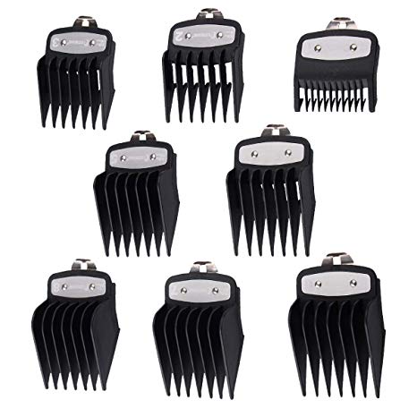 8Pcs Black Professional Hair Clipper Combs Guides #3171-500 – 1/8” to 1” for Full Size Standard Adjustable Wahl Clippers,Black