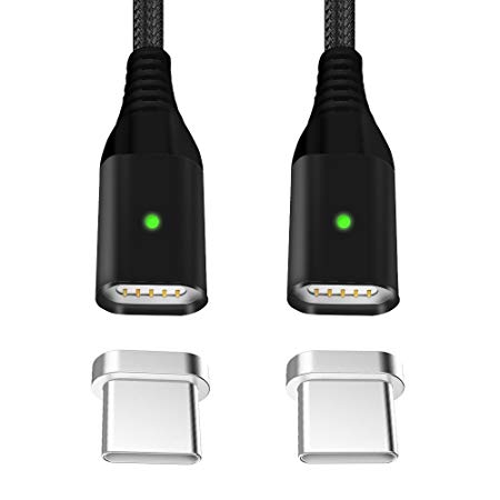 Fast Charging Type C Cable, LAMA 2 Pack Magnetic Type C Cable with 2 Pack USB C to USB Adapters 2.4A Fast Charging Data Sync Cord for Samsung S9, Huawei P20, Sony Xperia 1.2m/3.9ft Black