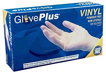 Ammex GlovePlus IVPF Vinyl Gloves, Latex Free, Disposable, 4 mil Thickness, Powder Free, Large, IVPF46100-BX (Box of 100)