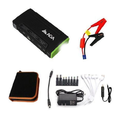 AGA Power A5 16000mAh Portable Car Battery Jump Starter 600 Peak and External Battery Power Bank(Black&Green)