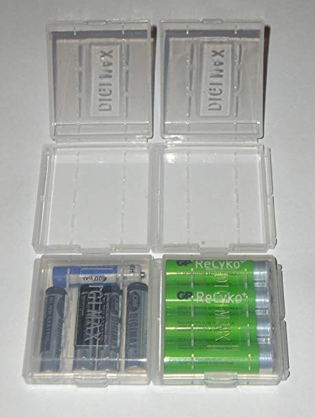 RPLT: 4 x Tough Battery Storage Carry Cases Holders Boxes for 4 AA or 5 AAA Batteries PROTECT YOUR BATTERIES NOW