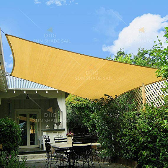 Sun Shade Sail Rectangle 8' x 10',95% UV Block 185 g/m² Heavy Duty Shade Cloth,Water-Proof Wind -Proof Sun-Proof Sunshade Canopy Over 3 Years Used Outdoor,Sand Color