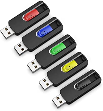 Slideasy 5 Pack 64GB Flash Drive 64 GB USB 2.0 Flash Drives Retractable Thumb Drive 64 gb Memory Stick for Backup and Storage Jump Drive USB Stick USB Drive 64 GB by KOOTION