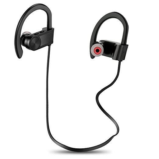 Airsspu Bluetooth Headphones Wireless In Ear Earbuds V4.0 Sports Sweatproof Earphones,Stereo Noise Isolating,Perfect Fit for Running,Travel and Gym - Black
